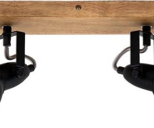 BRILONER HOUT & STIJL - Draaibare Plafondlamp - 2-lichts E14 - Hout en Metaal - Zwart en Goud