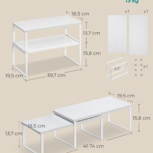 SONGMICS Kruidenrek, set van 4 keukenorganizers, keukenrek, kastorganizer, uitbreidbaar, kleine plan