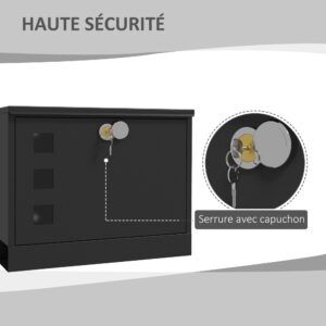 HOMCOM Moderne metalen wandbrievenbus, afsluitbaar met 2 sleutels, antracietgrijs
