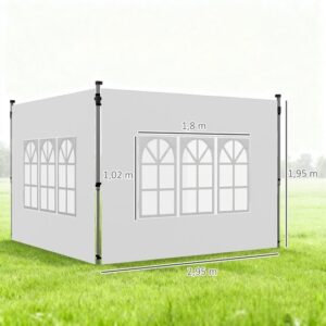 Outsunny Zijpanelen voor Paviljoen Oxford, Kunststof, 295B x 195H cm, Wit