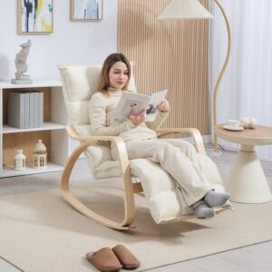HOMCOM Schommelstoel Polyester 106-123L x 67B x 92H cm Crèmewit
