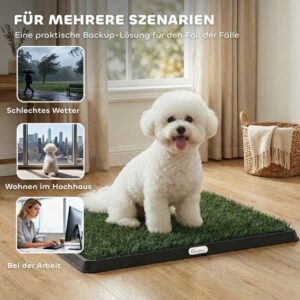 PawHut Honden Toilet - Kunststof - 63 x 50,5 x 3,5 cm - Zwart