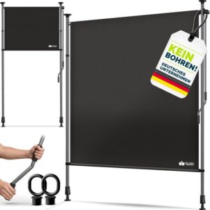 tillvex® Verticale Klemluifel, 150 x 310 cm, zwart, met handslinger, zonder boren