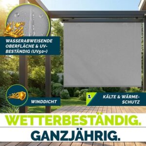 tillvex® Verticale zonwering 200 x 250 cm voor binnen en buiten met afdekking