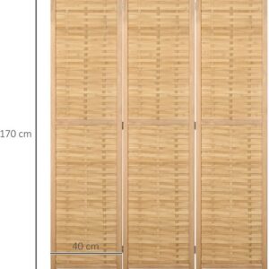 HOMCOM-Bamboeschermwand-120L x 1,8B x 170H cm-Natuurhout