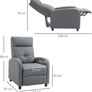 HOMCOM - Relaxfauteuil - Verstelbare Rugleuning - Grijs Polyester