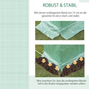 Outsunny kasfolie 3 x 4 m voor kas, waterdicht, UV-beschermend, scheurbestendig, met 8 vensters