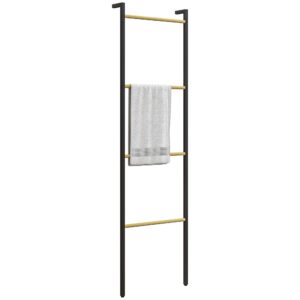 HOMCOM Handdoekladder, 49 x 167,5 cm, ruimtebesparende handdoekhouder met 4 stangen, zwart