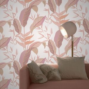 Erismann Vliesbehang Elle Tropische Bladeren Wit Roze Goud Metallic 10332-05