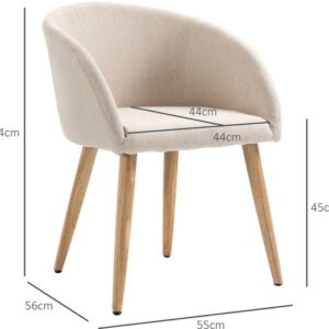 HOMCOM Eetstoel Polyester, Metaal 56L x 55B x 74H cm Beige