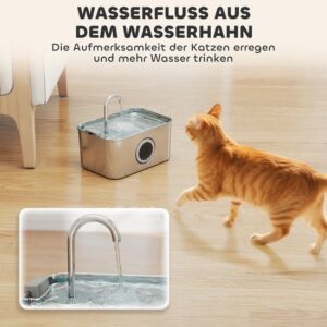 PawHut Roestvrijstalen Waterfontein voor Huisdieren 23x15,5x19,4 cm Zilver