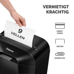 Fellowes LX50 Papierversnipperaar - Cross-Cut - P4 - 9 vel - 17L - Zwart - Voor thuisgebruik