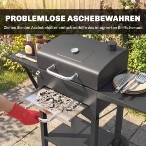 Outsunny Rookoven van Metaal, Roestvrij Staal - 110L x 46,5B x 101H cm - Zwart