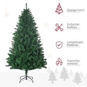HOMCOM Kunstkerstboom PVC, PE, Metaal Ø120 x 180H cm Groen