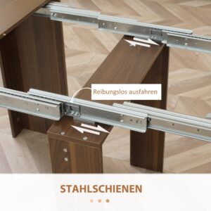 HOMCOM uitschuifbare eettafel, modern bruin, 60-180 x 85 x 75 cm, ruimtebesparend