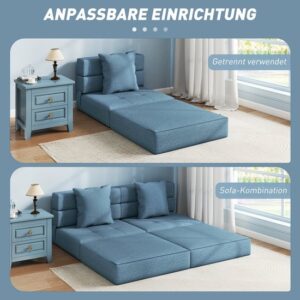 HOMCOM Stoel-Bed van Polyester met Schuimvulling - Blauw 70x70x61 cm