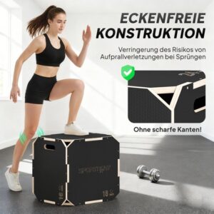 SPORTNOW Springbox Meerlagenplaat 51L x 48B x 41H cm Zwart