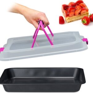 Bakvorm met deksel - 3-in-1 - 40 x 32,5 cm - zwart-roze
