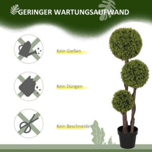 HOMCOM Kunstplant van kunststof en cement, 19,5x19,5x115 cm, groen