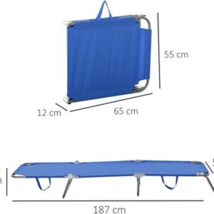 Outsunny Blau Metalen Ligstoel van Polyester