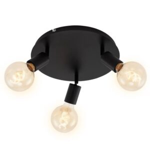BRILONER PEARL - 3-lichts plafondlamp retro - draaibare spotkoppen - zwart - Ø 30cm