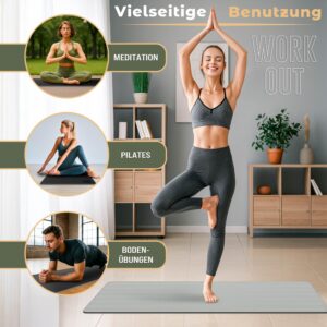 RE:SPORT Yogamat, ftalaatvrij, antislip, 183 x 61 x 0,6 cm, met draagriem