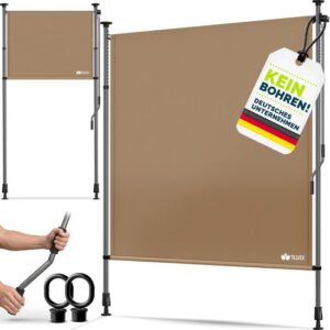 tillvex® Klemluifel, verticale zonwering 120 x 310 cm, taupe, met handslinger, zonder boren