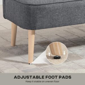 HOMCOM 2-zits loveseat van linnen met dikke zitting en houten poten, grijs
