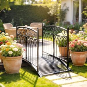 Outsunny Tuinbrug van Metaal - 135,5L x 74B x 91H cm - Zwart