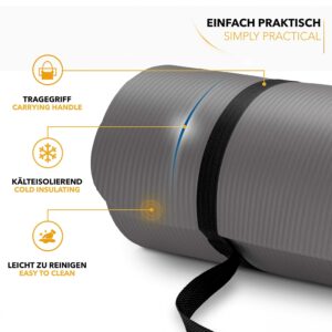 TRESKO® fitnessmat - yogamat - pilatesmat - 185 x 60 x 1,5 cm - getest op ftalaten - grijs