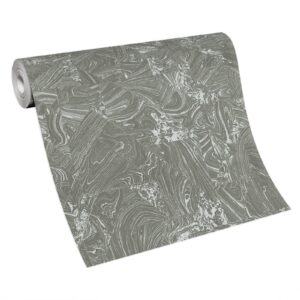 EB-Erismann Vliesbehang marmerlook grafische golven grijs zilver metallic 10358-15