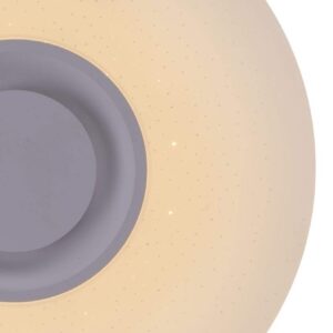 LED plafondlamp Tune Sparkle met Bluetooth luidspreker in wit en opaal.