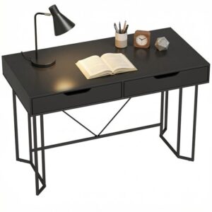 Homcom Schrijfbureau van Spaanplaat en Metaal - 120x60x77 cm - Zwart