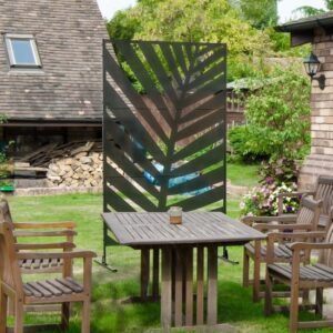 Outsunny Zwarte Stalen Privacy Scherm
