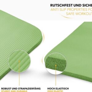 TRESKO® fitnessmat yogamat pilatesmat 185 x 60 cm, lichtgroen, 1,5 cm dikte