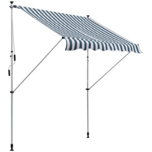 Outsunny Klemzonwering met handkruk, hoogteverstelbaar 200 cm, Groen/Wit