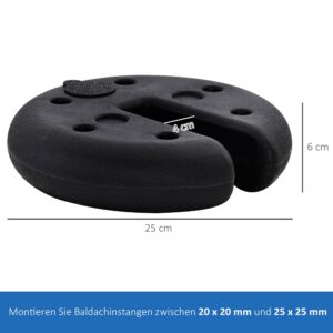 Outsunny Paviljoenstandaard, 4 stuks, vulbaar, tot 5 kg, zwart, diameter 25 x 6 cm