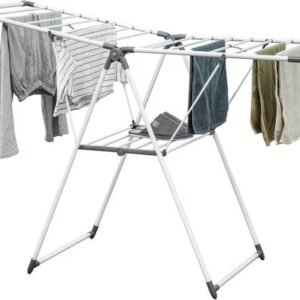 Homcom Kledingdroogrek - Metaal, Kunststof - 156,5L x 61,5B x 97H cm - Wit