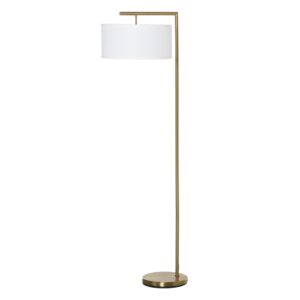 HOMCOM vloerlamp E27 fitting voor woonkamer, slaapkamer of kantoor, metaal en linnen, goud/wit 153 c