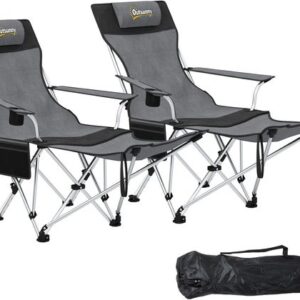 Outsunny Liggende Campingstoel - Metaal, Oxford-stof - 125L x 48B x 90H cm - Grijs