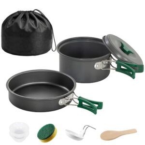 Outsunny 8-delige camping kookset met anti-verbrandingsgrepen, voor 2 personen, grijs