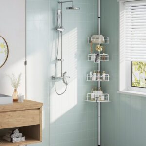 Songmics Doucheplanchet - Hoogte 80-323 cm - 4 Niveaus - Wolkwit - Slim Georganiseerd