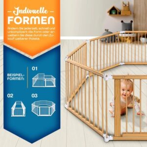 KIDUKU® 7,2 meter inklapbaar veiligheidshek XXL met deur, 8 elementen voor flexibele vormen
