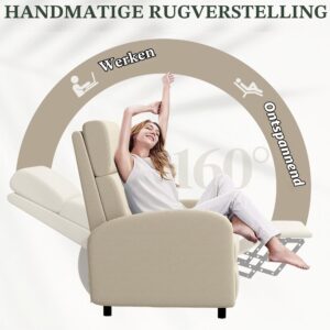 HOMCOM Relaxstoel met ligfunctie en voetsteun in crèmewit