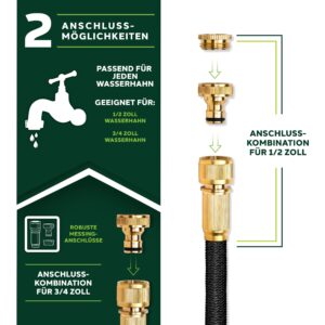 TRESKO® flexibele tuinslang | 22,5 m | met 3-voudige latexkern en messing koppelingen