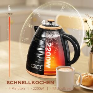 Homcom waterkoker - Kunststof - 24,1L x 19,5B x 23,2H cm - Zwart