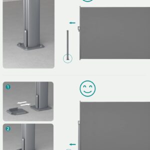 SONGMICS uitschuifbare aluminium zijluifel, 180 x 400 cm