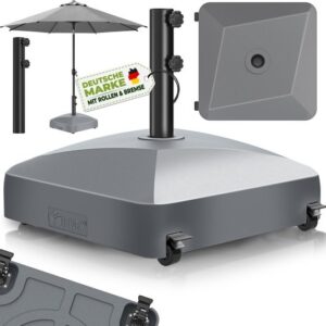 tillvex® Parasolvoet GRAVIA met wielen & remmen | Vulbaar 37L / 56kg | Weer- en UV-bestendig (Antrac