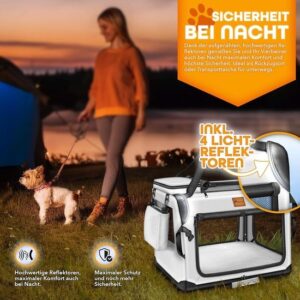 TRESKO® Opvouwbare hondenbox met likmat en spatel, M, 61 x 42 x 42 cm, grijs