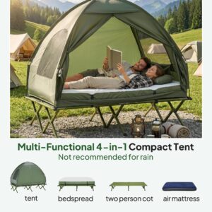 Outsunny Opvouwbare Campingbedtent voor 2 Personen met Dikke Luchtmatras en Sprei